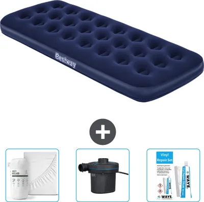 Immagine prodotto di Materasso gonfiabile Bestway - 1 persona - 76 x 185 x 22 cm - Blu - Accessori inclusi