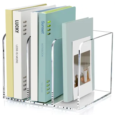 Image de Porte-revues en acrylique - Dossier - Organisateur de livres - Organisateur de bureau - 18,5 x 21,5 x 16,5 cm