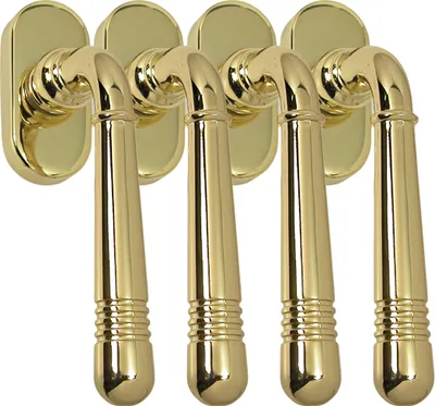 Produktbild von Fenstergriff Set 4 x FG Helena 1674 Messing poliert PVD Rasterolive Fensterbeschlag