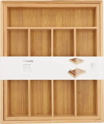 Zdjęcie produktu dla HOMLA Wkład BAMBOU do szuflady regulowany na sztućce 37x31 cm