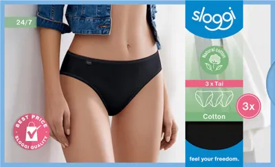 Produktbild von Sloggi Jazzpants Baumwoll-Stretch schwarz 3er Pack Gr. 40