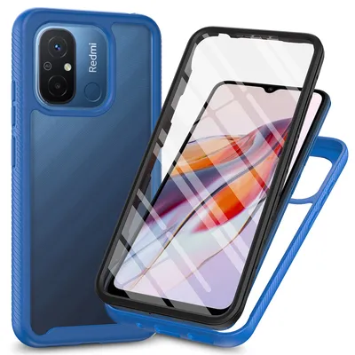 Immagine prodotto di Custodia per Xiaomi Redmi 12C, paraurti con protezione dello schermo incorporata Custodia protettiva a 360° blu navy