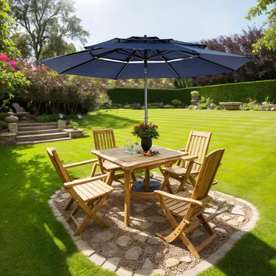 Produktbild von LVHOM Sonnenschirm Ø 294cm, Sonnenschutz UPF 50+, Ampelschirm, Marktschirm, Dunkelblau