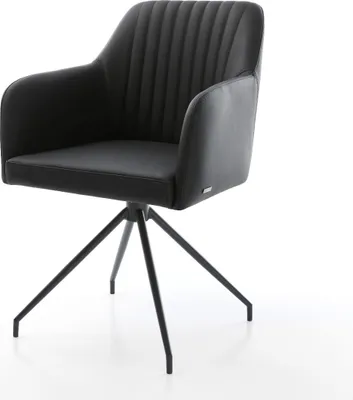 Produktbild von DELIFE Esszimmerstuhl Greg-Flex Echt-Leder Schwarz Kreuzgestell konisch Schwarz Taschenfederkern