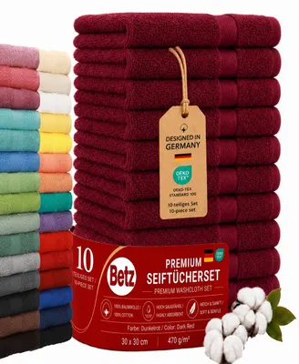 Immagine prodotto di Set di salviette Betz Premium, 10 pezzi – 10 salviette 30×30 cm, 100% cotone, 470 g/m², morbide e altamente assorbenti, Oeko-TEX®, colore rosso scuro