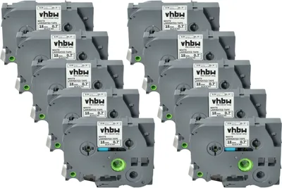 Produktbild von vhbw 10x Schriftband-Kassette Ersatz für Brother TZ-241, TZE-241 für Etiketten-Drucker 8m x 18mm Schwarz auf Weiß