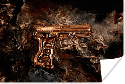 Produktbild von MuchoWow® Poster Pistole - Gold - Schwarz 120x80 cm - Bilder