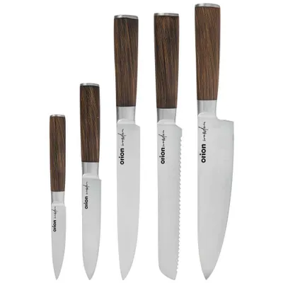 Obrázok produktu pre ORION KUCHYNSKÝ NÔŽ oceľová súprava 5-dielna súprava nožov WOODEN