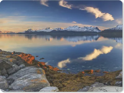 Produktbild von MuchoWow® Mauspad Mousepad Sonnenuntergang an der Küste des Fjordes 23x19 cm - Mousepads - Maus Mat - Pad - Mausunterlage - Schreibtischunterlage - Mauspad