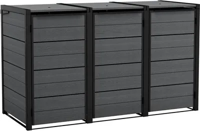 Produktbild von Keter Mülltonnenbox "Hide Away" Anthrazit 1x 240 L (Erweiterung) - 67x84x121 cm - naturgetreue Holzoptik - Universalbox, Gerätebox, Gartenbox