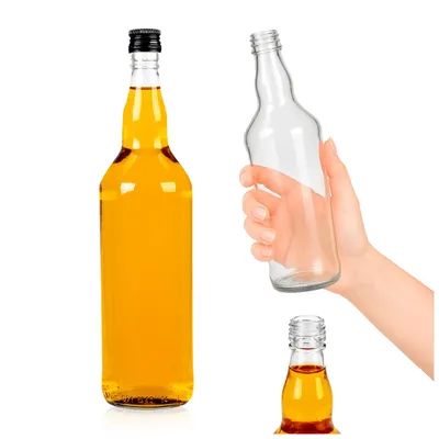 Zdjęcie produktu dla SuperButelki - Szklana butelka monopolowa 700 ml na wódkę, nalewki, bimber, wino – przezroczyste szkło do alkoholu i przetworów, butelki Monopol 0,7l
