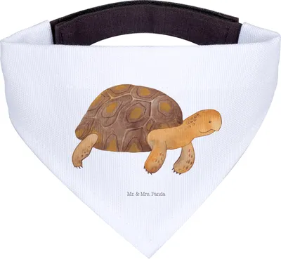 Produktbild von Mr. & Mrs. Panda Bandana Schildkröte Marschieren - Weiß - Geschenk, Abenteuer, Neustart, Lieblingsmensch, Hunde Hals Tuch, Dreieckstuch, Meer, Halstuch Hund, Motivation