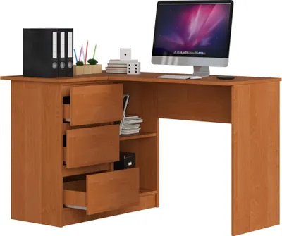 Produktbild von Eckschreibtisch – Büro Eckschreibtisch – Eck Computertisch – Bürotisch – 124 cm – Braun – Platzsparende Lösung für Lernen und Arbeiten