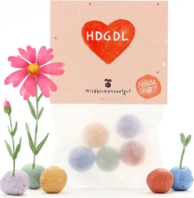 Image de Billes fleuries HDGDL - 5 bombes à graines dans un sachet Je t'aime très fort