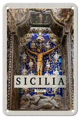 Produktbild von Blechschild Reise 12x18cm Sizilien Italien Christi Jesus am Kreuz Schild