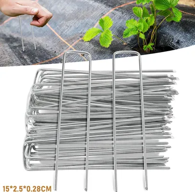 Produktbild von Faziango 250x Erdanker verzinkter Stahl 150mm x 25mm Unkrautvlies Gartenvlies Erdnägel Zeltanker Heringe Bodenanker Trampolin Zaun Garten Zelthering Kunstrasen