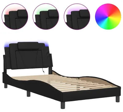 Productafbeelding van vidaXL Bedframe "Viana" met LED-verlichting, zonder matras, zwart, 100x200 cm