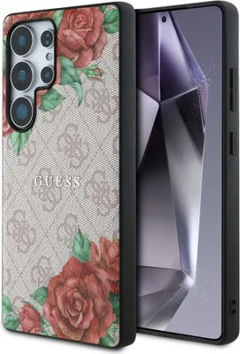 Zdjęcie produktu dla Etui Guess Leather Flowers MagSafe do Samsung Galaxy S25 Ultra różowy