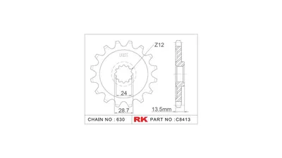Image de Pignon d'entraînement RK "8413" 630, acier 15 dents