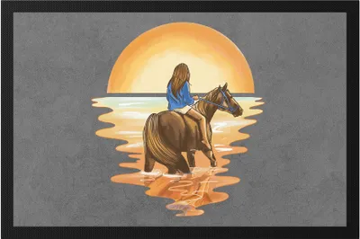 Produktbild von Pferd Fußmatte Hengst Frau Liebe Reiten Sonnenuntergang Pferdeflüsterer Ausritt Pferdeliebhaber Reiterin Sport