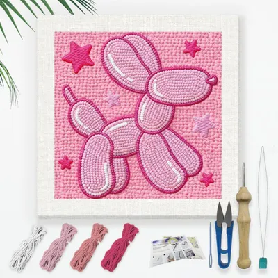 Produktbild von Punch Needle Kit für Anfänger 24x24cm Rosa Stanzstich Bastelset DIY Stickerei Starterset