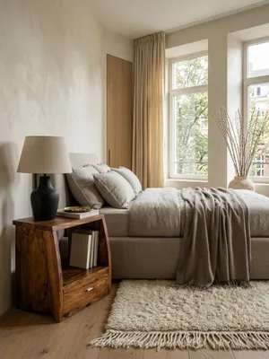 Produktbild von Nachttisch MUMBAI Massiv-Holz Sheesham Nacht-Kommode 53 cm 1 Schublade Ablage Nachtschrank Landhaus-Stil Echt-Holz