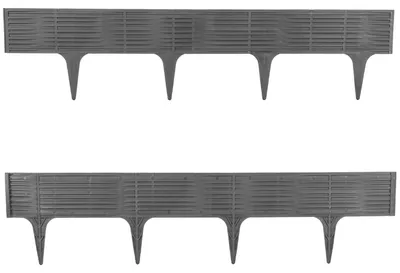 Produktbild von Gartenzaun - Rasen Kantenpalisade - 390 cm Länge - 5 Stück - Einschlagmontage - Grau