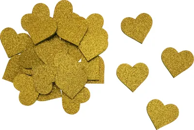 Produktbild von Oblique Unique 25 Holz Herzen gold Glitzer Konfetti Holzdeko Tischdeko Streudeko für JGA Hochzeit Valentinstag Party zum Basteln