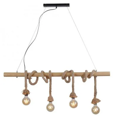 Image de Lampe à suspendre, poutre nature, corde de chanvre, L 100 cm, ROPE