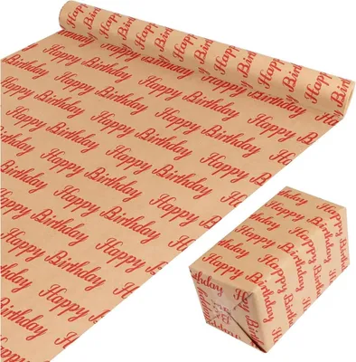 Immagine prodotto di VEYLIN rotolo di carta da regalo 43×10 m carta kraft compleanno rosso