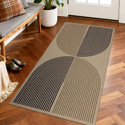 Zdjęcie produktu dla Dywanik do przedpokoju, antypoślizgowy, nadający się do prania, 80x150 cm, kolor: czarny, brązowy