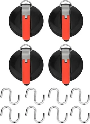 Produktbild von Unyqoos® Superstarke Saugnapfhaken mit S‑Haken – PVC, wasserfest & wiederverwendbar, bis 80 kg Tragkraft, vielseitig für Haushalt, Werkstatt & Camping