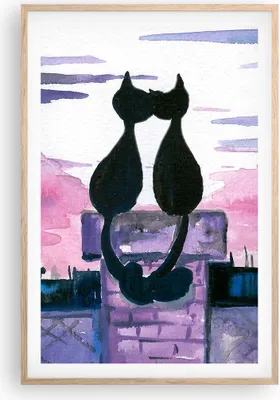 Produktbild von Gerahmtes Poster - Rahmen in heller Eiche - Katzen Dach Liebe Tier - 61x91,5 cm - Wand Bild - Wanddeko - Wandbilder - Wandposter - Bilderrahmen - Bilder - Kunstdruck - Wandbild - P2NPA61x91-2970