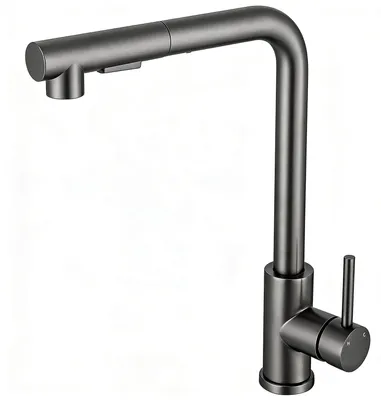 Produktbild von AICA Hochdruck Edelstahl Wasserhahn Küche Ausziehbar Küchenarmatur 2 Sprühfunktionen Mischbatterie Metallic Grau