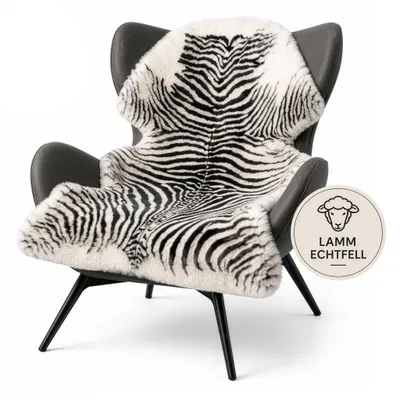 Immagine prodotto di Tappeto in vera pelle di agnello "Schaffell Audrey", 100% lana di pecora, dimensioni 90 x 60 cm, motivo zebrato, ideale come copridivano