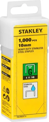 Obrázok produktu pre Sponky typ G 10 mm, nerezová oceľ, vysoká pevnosť, 1000 kusov, ideálne pre sponkovačky Stanley a presné sponkovanie.