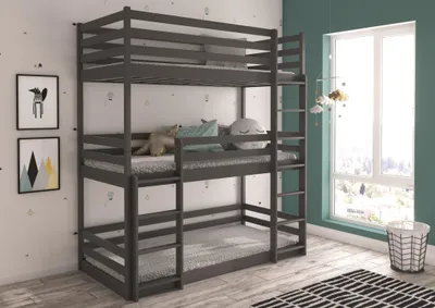 Obrázek produktu pro Třípatrová postel 90x200 HAPLIA - černá