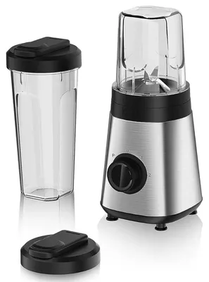 Image de Mixeur Blender smoothie 300W 2 Vitesses + Turbo 4 Lames acier Inox 2 Gobelets 300-600 ml ALPINA