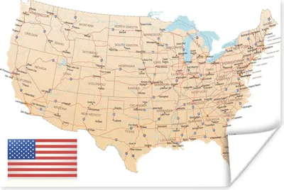 Obrázok produktu pre MuchoWow® Plagát - Podrobná mapa Ameriky - 180x120