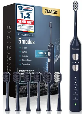 Produktbild von 7MAGIC Elektrische Zahnbürste, Schallzahnbürste, 180 Tage Laufzeit, Blau