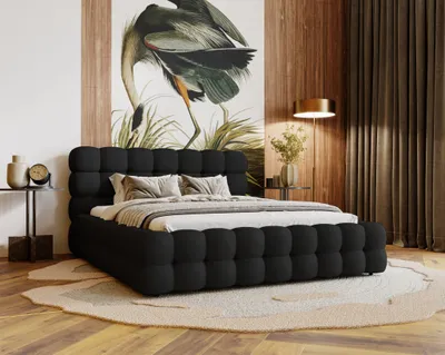 Obrázek produktu pro Manželská postel 180x200 Parlas Bis s úložným prostorem – elegantní design, pěnová výplň – samet černý