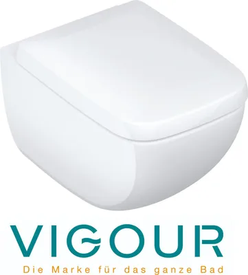 Produktbild von VIGOUR WHITE Wand Hänge WC Toiletteset WC-Becken spülrandlos mit PflegePlus Beschichtung, SoftClose TakeOff WC-Sitz, weiß
