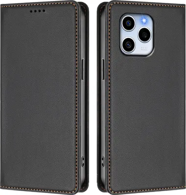 Image de Étui en cuir pour Honor 60 SE, étui à rabat magnétique en cuirPolyuréthaneavec support, noir