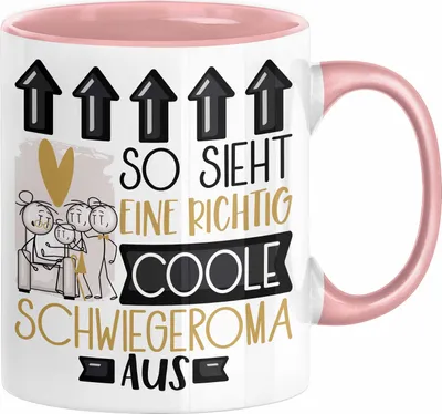 Produktbild von Schwiegeroma Geschenk Tasse Geschenkidee für Schwiegeroma Geburtstag Weihnachten Spruch So Sieht Eine Richtig Coole Schwiegeroma Aus Kaffee-Becher  (Rosa)