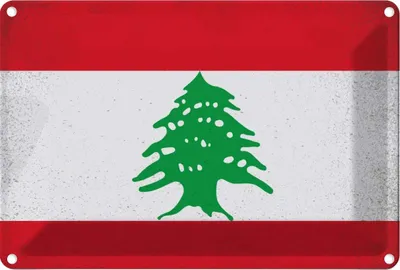 Produktbild von vianmo Blechschild 20x30 cm Libanon Lebanon Vintage Flagge Fahne Wappen