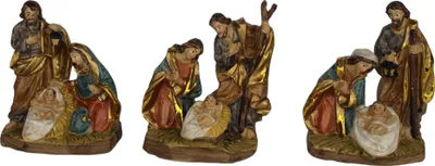 Produktbild von Krippenblock Heilige Familie 3-teilig Set 8,5 cm Polyresin Deko