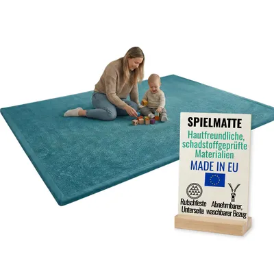 Produktbild von Pillows24 – Krabbelmatte Baby 150x200 cm | 3 cm Dick Spielmatte Kinder, Kinderteppich | Rutschfest & Pflegeleicht, Weiche Krabbeldecke | Spielteppich