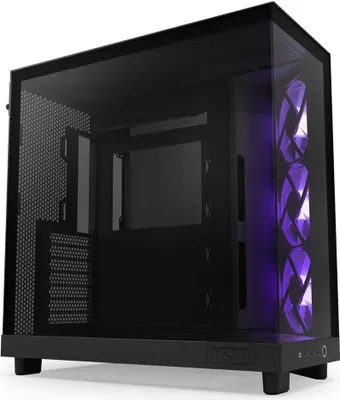 Produktbild von NZXT H6 Flow RGB, Midi Tower, PC, Schwarz, ATX, micro ATX, Mini-ITX, Stahl, Gehärtetes Glas, Blau, Grün, Rot