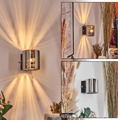 Produktbild von Hers Wandlampe aus Metall/Glas in Schwarz/Chrom/Rauch