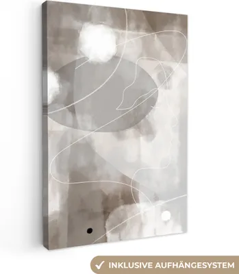 Produktbild von MuchoWow® - Leinwandbilder - Farbe - Grau - Strichzeichnung - Abstrakt, Wandbild, Wanddeko Bilder Wohnzimmer, 80x120 cm